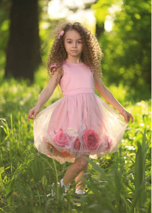 Satin Tulle Flower Girl Dress With Handmade Flowers